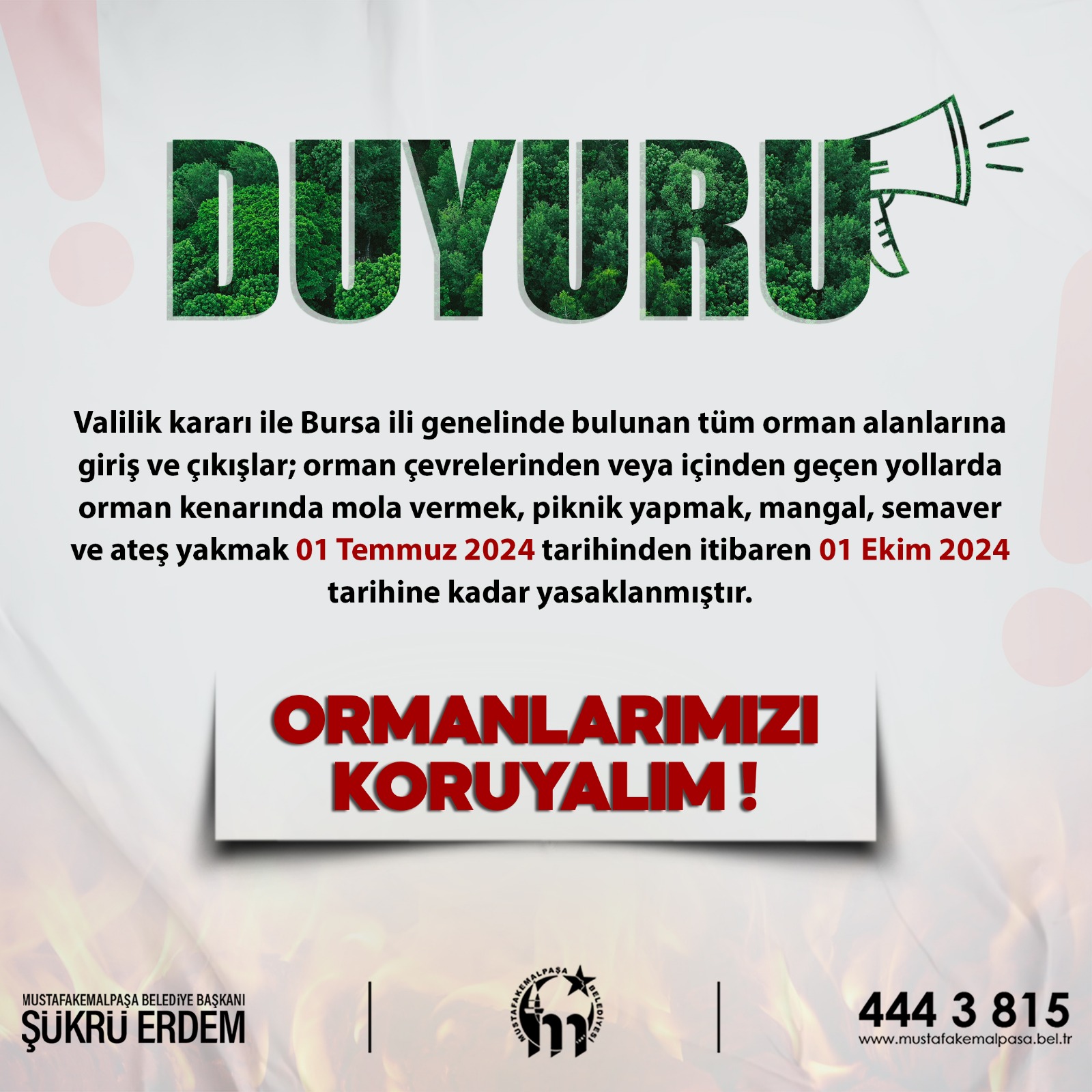 1 EKİM TARİHİNE KADAR ORMANLARA GİRİŞ YASAK