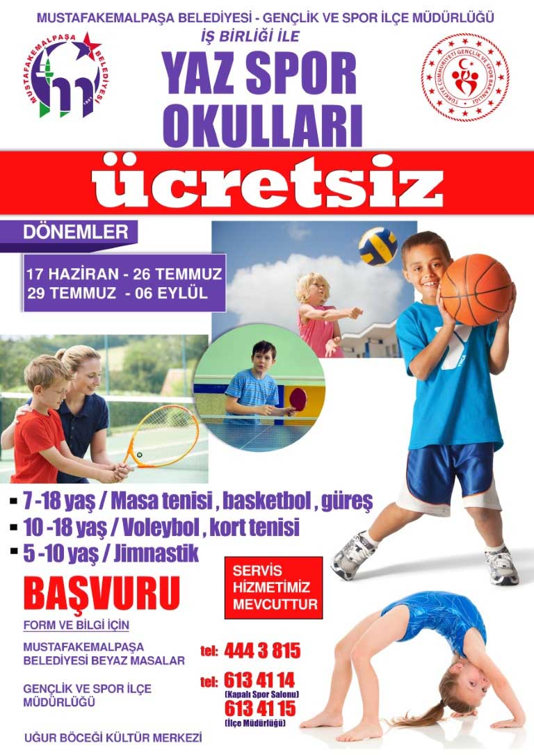  Yaz Spor Okulları çocukları bekliyor 