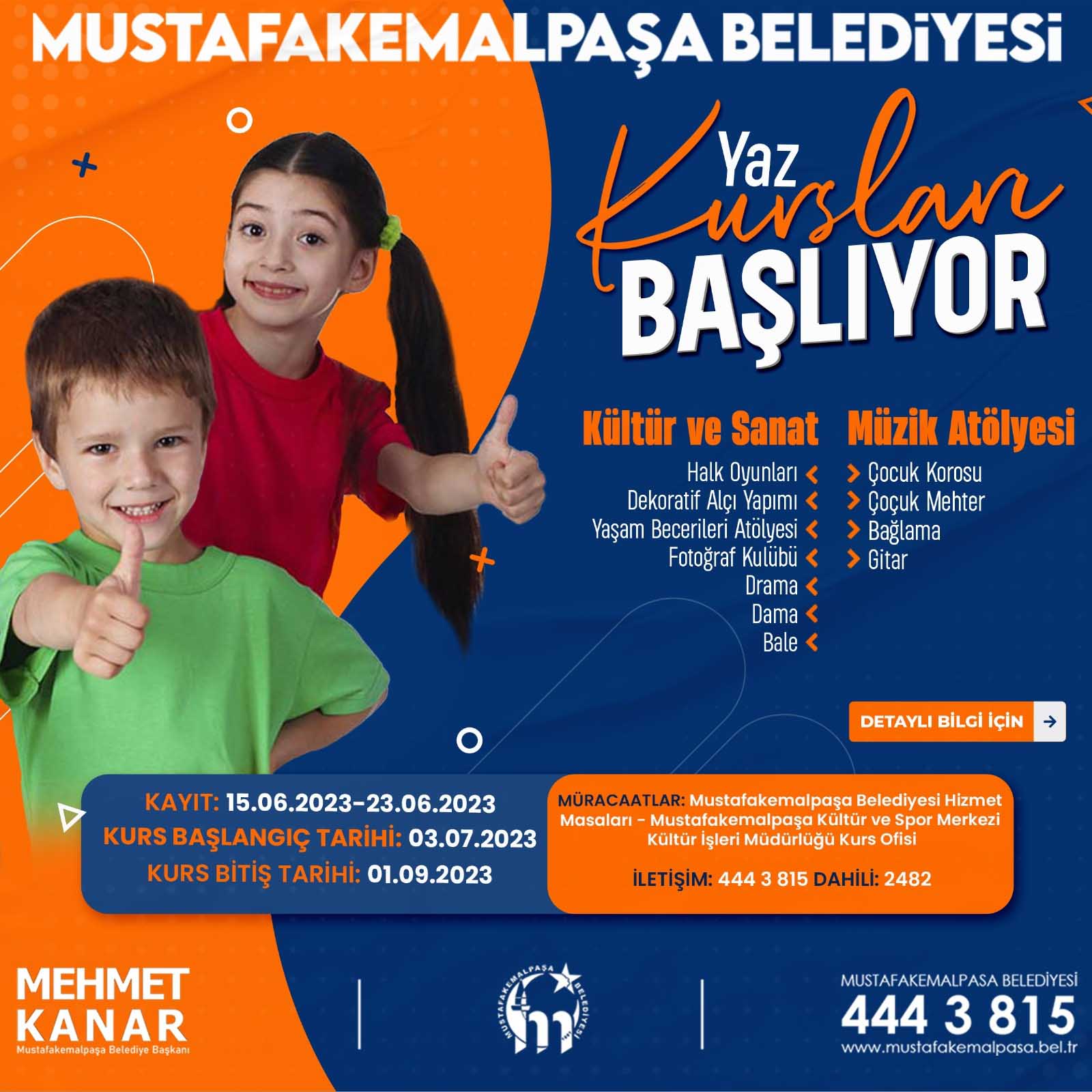MUSTAFAKEMALPAŞA KÜLTÜR SANAT YAZ KURSLARI BAŞLIYOR