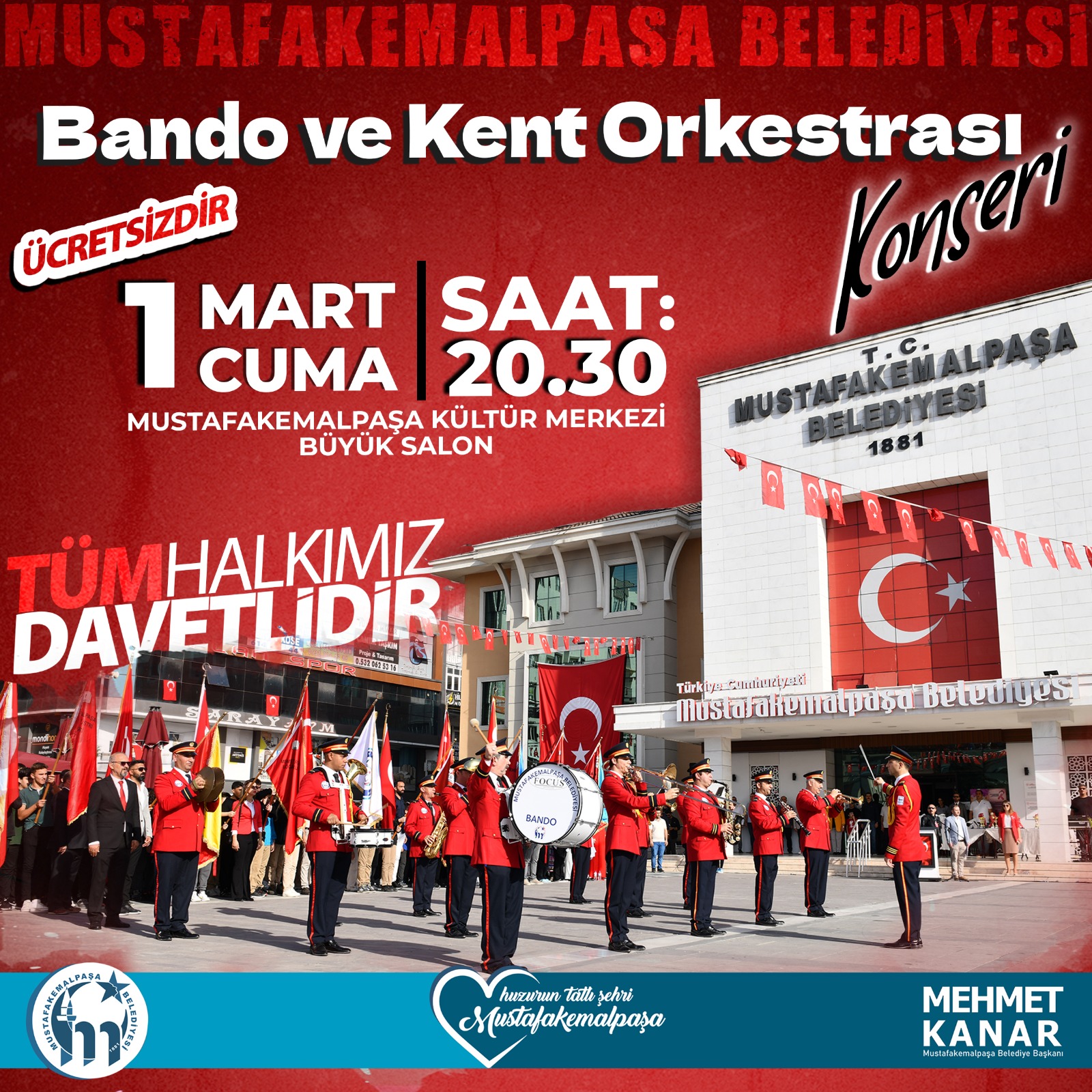 MUSTAFAKEMALPAŞA BELEDİYESİ BANDO VE KENT ORKESTRASI'NDAN MUHTEŞEM KONSER