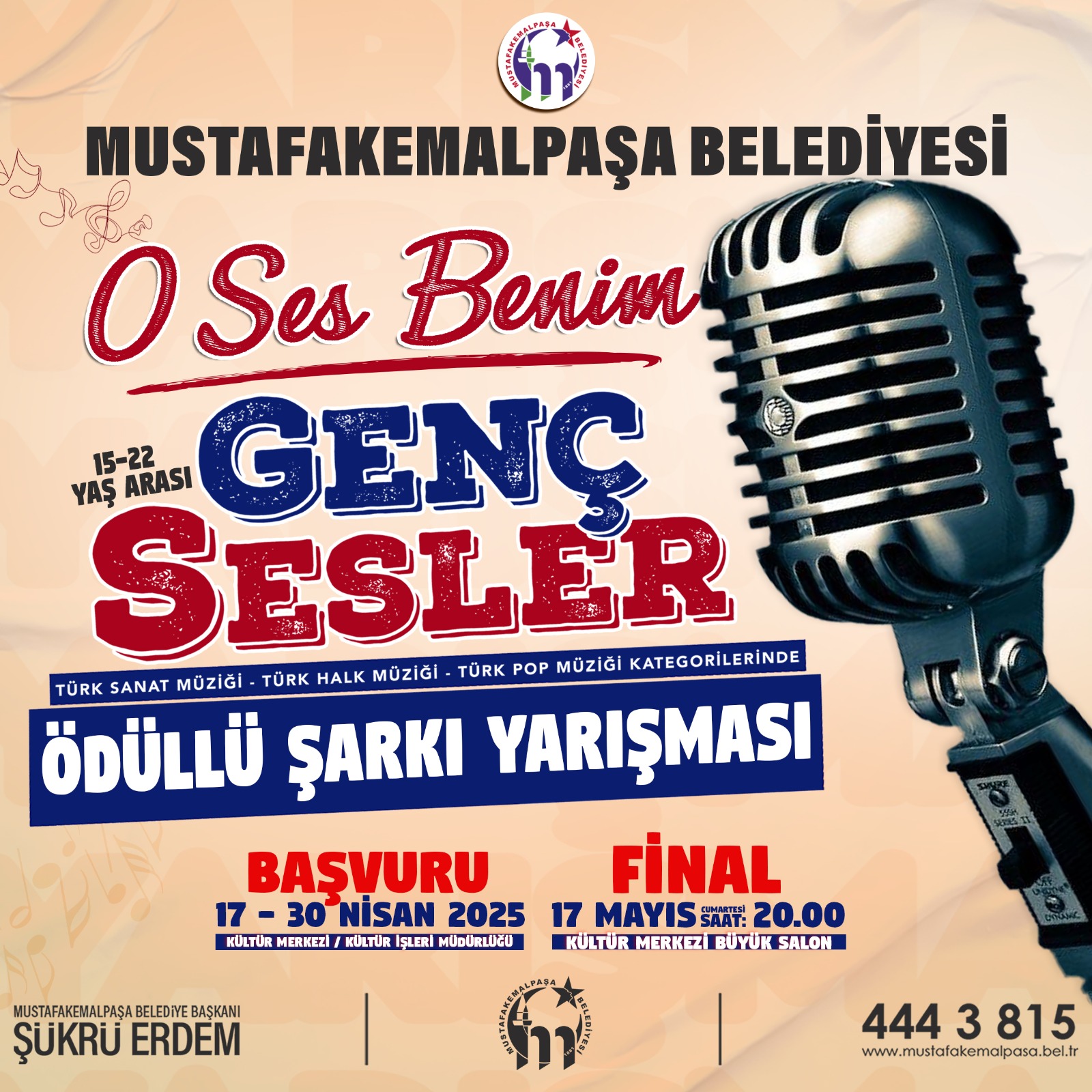 O Ses Benim Genç Sesler Sahneye ..  Mustafakemalpaşa ’nın genç yetenekleri seslerini duyuruyor. 15-22 yaş arasındaysan, sesine güveniyorsan, sahne seni bekliyor.  
